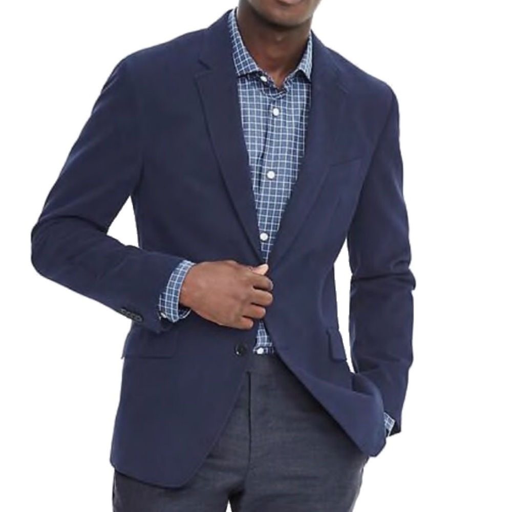 Used Banana Republic Navy Blue Tailored Fit Blazer With Metal Buttons